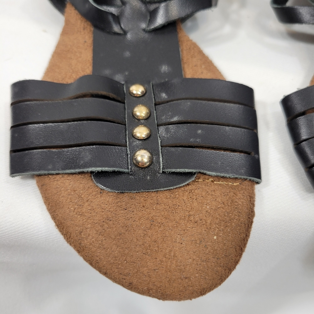Salon Studio Black Adjustable Hook & Loop Ankle Strap Sandals Size 6M - Picture 2 of 9